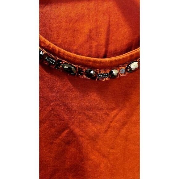 Christopher & Banks Women's 3/4 Sleeve Beaded Scoop neck Loose Tunic‎ Tops - Picture 5 of 5